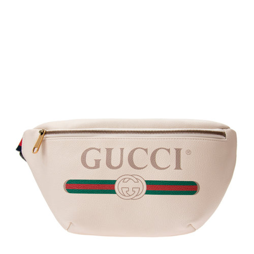 GUCCI 古驰   女士牛皮LOGO印花拉锁腰包