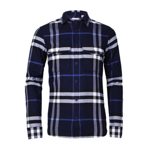  BURBERRY/博柏利 新款男装经典格子法兰绒棉质长袖衬衫蓝灰色 39421621 PLFSX