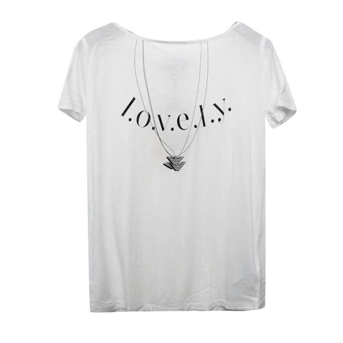 EmporioArmani/安普里奥阿玛尼/白色女士短袖T恤(瑕疵折扣）