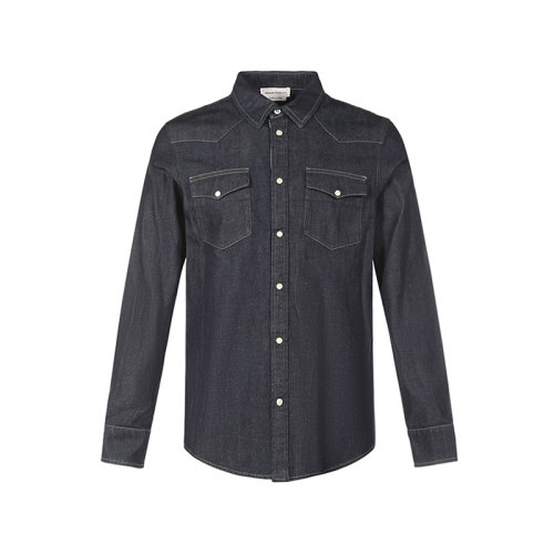 Alexander McQueen/亚历山大麦昆【22春夏新款】男士棉质长袖牛仔衬衫 644906 QSY45