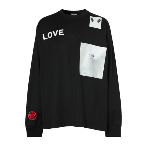 BURBERRY/博柏利 男装 服饰 圆领拼接印花图案棉质时尚休闲 男卫衣