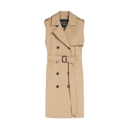 MaxMara/麦丝玛拉 22年早春新款 PALUDE系列 女士米色棉质混纺风衣连衣裙5221012706001