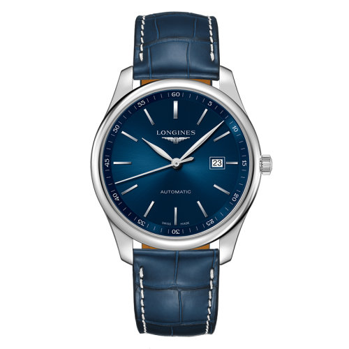 LONGINES/浪琴  名匠系列 自动机械表蓝盘精钢表壳皮质表带男表42毫米L2.893.4.92.0