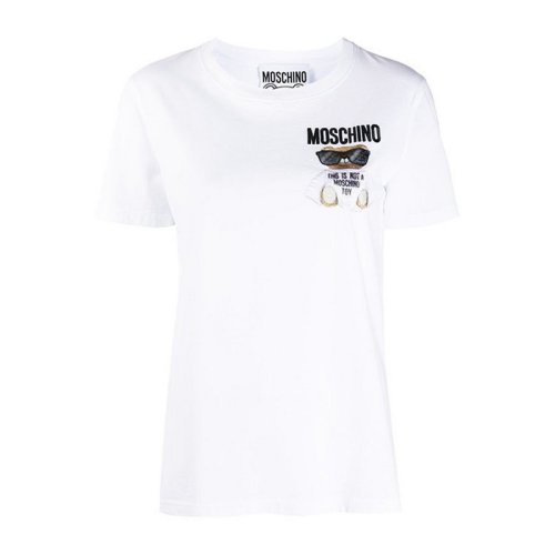 MOSCHINO/莫斯奇诺 时尚百搭 女士 白色棉质圆领短袖T恤 V070555401001