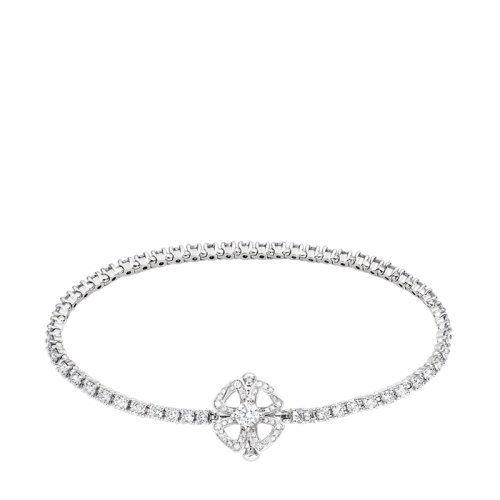 BVLGARI/宝格丽 FIOREVER 系列 18K金白金满钻四瓣花优雅手链358399