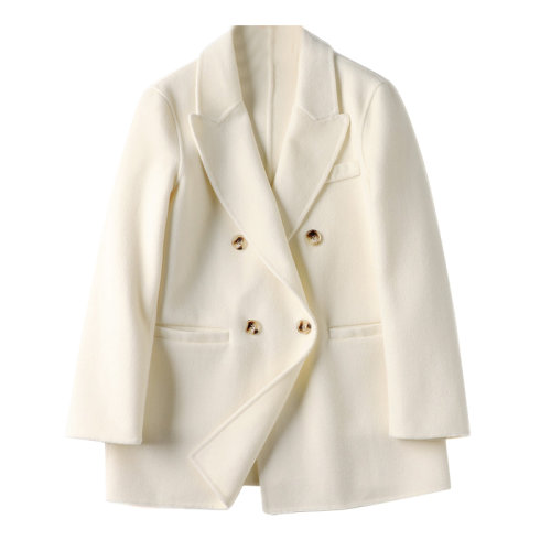 GeleiStory/GeleiStory 西装羊毛外套2022年秋冬新款翻领双排扣西装外套女高支水溶全羊毛双面呢大衣女士西服