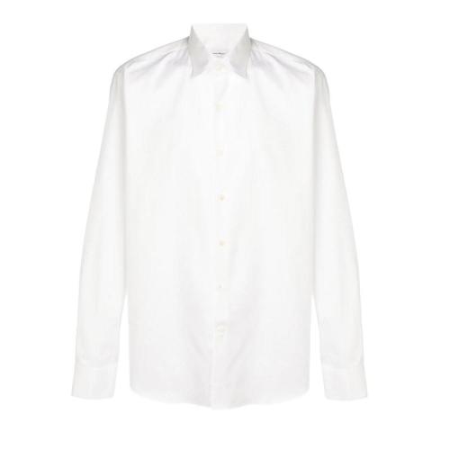 Salvatore Ferragamo/菲拉格慕 男士白色时尚休闲长袖衬衫 706857