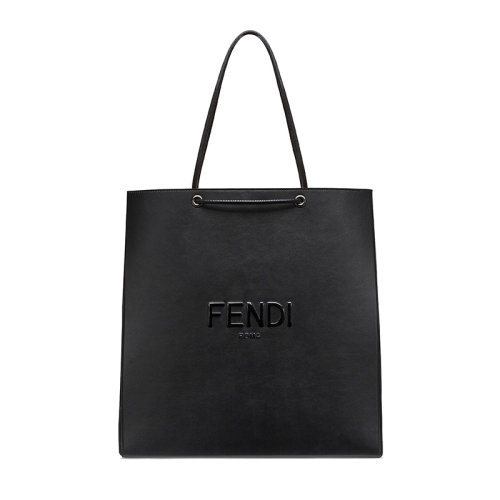 FENDI/芬迪   FENDI PACK系列 男士中号黑色小牛皮FENDI ROMA印花单肩手提斜挎购物包7VA513AFB3F1Z35