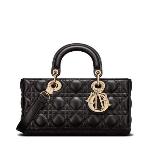 DIOR/迪奥 22春夏新款LADY D-JOY系列 女士黑色藤格纹羊皮革可拆卸肩带单肩斜挎手提包M0540ONGE_M900
