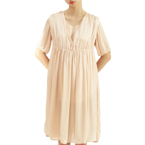 nisiss/怡夕可拆卸衣袖高腰细褶A型连身裙女士连衣裙n179xo06