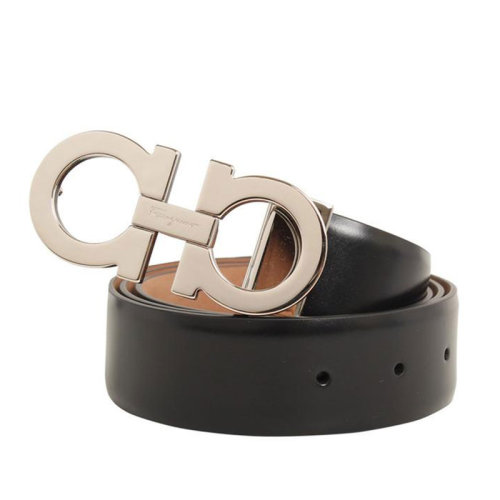Salvatore Ferragamo/菲拉格慕 男士 黑色皮革时尚皮带腰带 679880 688759