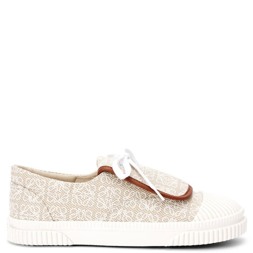 LOEWE/罗意威      Anagram系列 女士自然色/白色帆布翻盖运动鞋L815282X53-2163