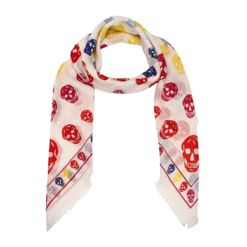 Alexander McQueen/亚历山大麦昆羊毛混纺骷髅提花女士方围巾5590633A34Q