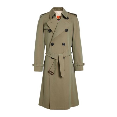 Burberry/博柏利 女士绿色棉质双排扣外套风衣大衣