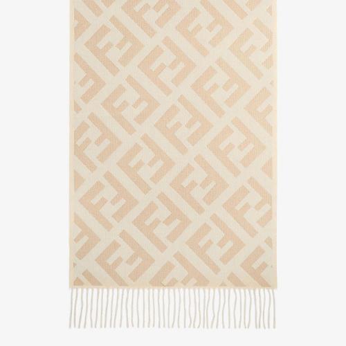  FENDI芬迪 22年秋冬 女士 围巾 米色羊绒围巾 FXT260A8RSF0QU5