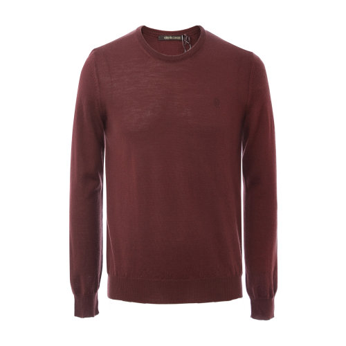 Roberto Cavalli/罗伯图 卡维里 羊毛 深褐色 圆领 男士针织衫/毛衣 羊毛衫 上装 男装