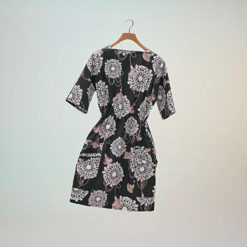  HERMES爱马仕 22年秋冬 女士 连衣裙 Robe imprime ??Cliquetis Aquarelle?? H2E0545DB023