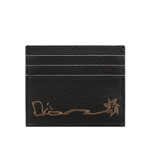DIOR/迪奥 22新款CACTUS JACK联名款 男士黑色粒面牛皮革刺绣标志卡包卡片夹2ESCH135SOT_H03E