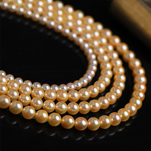 ZHUGONG/珠宫【特选极光金·无调色无优化】日本Akoya珍珠香槟金羽黄项链