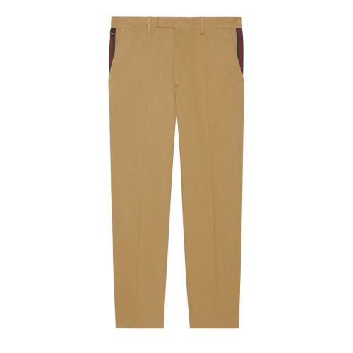  GUCCI古驰 22年秋冬 男士 织带棉质九分裤 668588 Z8AQY 9727 预定商品2-6周发货