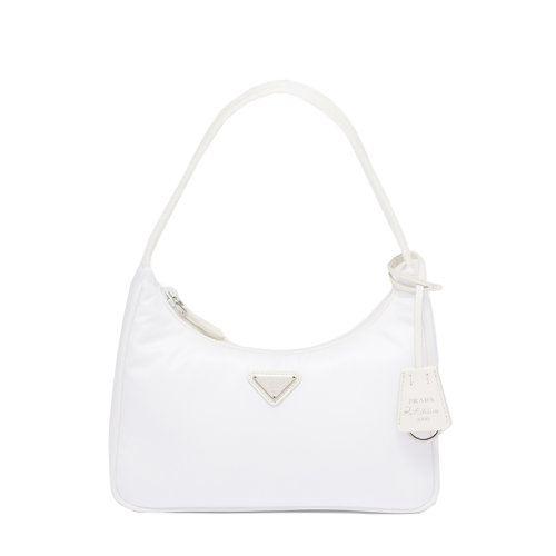 PRADA/普拉达 经典款Re-Edition 2000 系列 女士迷你白色尼龙饰可拆卸徽标吊饰手提腋下hobo包1NE515_RDH0_F0009