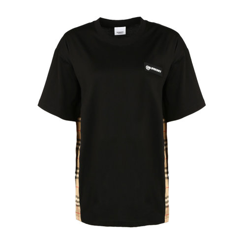 BURBERRY/博柏利女装巴宝莉T恤侧边拼接格纹女士短袖T恤8024545格纹裁片