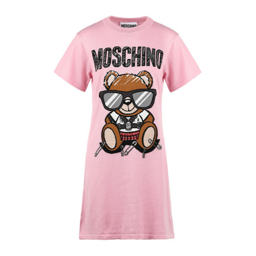 MOSCHINO/莫斯奇诺21新品嘻哈泰迪熊图案中长款女士连衣裙V049155011