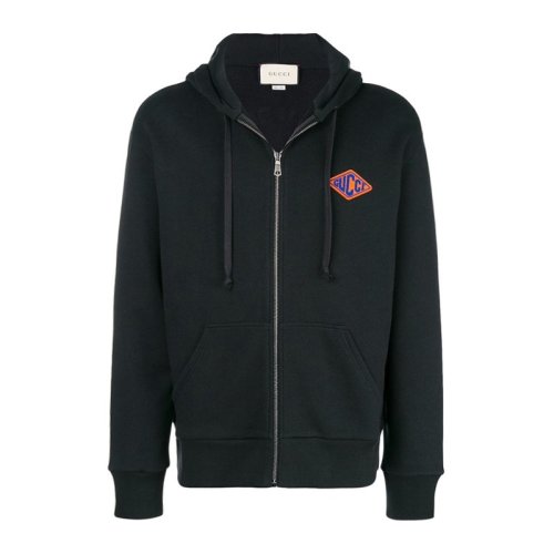 GUCCI 古驰 男装 服饰 黑色棉质连帽运动衫时尚简约百搭男士卫衣