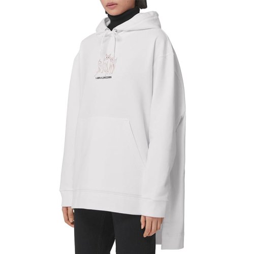 BURBERRY/博柏利刺绣鹿图案棉质宽松连帽衫 女卫衣 80432261威羽