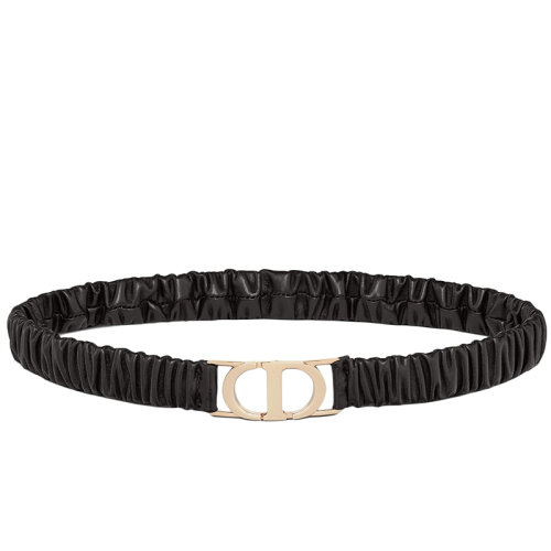 DIOR/迪奥新款 30 MONTAIGNE系列 女士黑色褶皱羊皮革弹力腰带20毫米B0086ONGW_M900