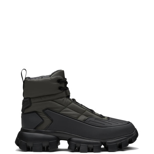 PRADA/普拉达 22年新款 Cloudbust Thunder系列 男士森林绿色/黑色再生尼龙华达呢织物面料高帮运动鞋2TG9_3LGO_F0B80_F_G000