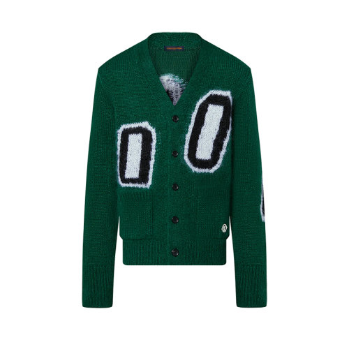 Louis Vuitton/路易威登 22年秋冬新款 男士森林绿色马海毛混纺图案印花图案针织开衫毛衣1AAGNA