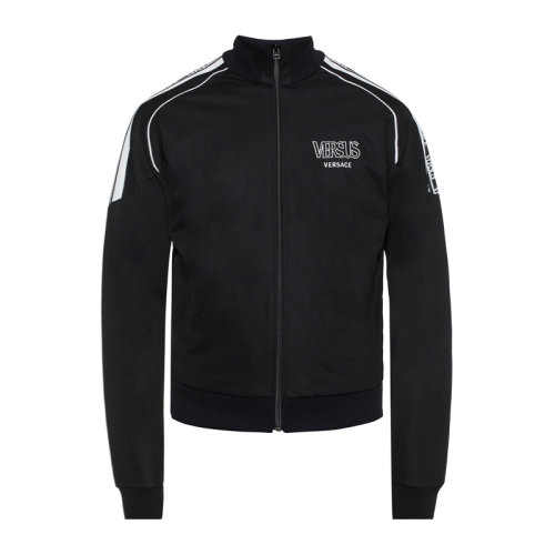 VERSACE/范思哲 男士黑色棉质混纺涤纶经典字母徽标印花装饰拉链开合长袖上衣外套运动衫 BU90700-BJ20634-B2144