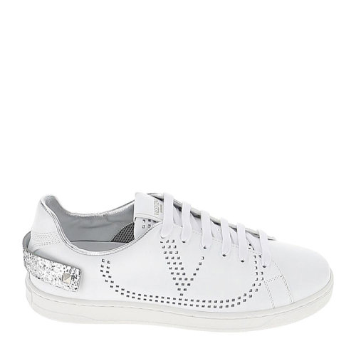 Valentino/华伦天奴 女士白色小牛皮经典字母徽标装饰休闲鞋运动鞋小白鞋板鞋单鞋女鞋 UW2S0M20-MDS-CZ7