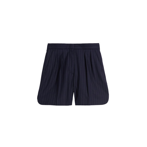 MaxMara/麦丝玛拉 22年秋冬新款 POOL系列 女士海军蓝色细条纹羊毛短裤1146012906001