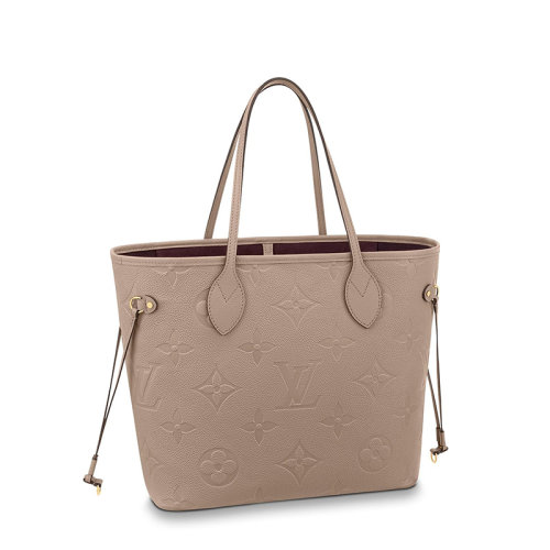 Louis Vuitton/路易威登 21新款 NEVERFULL MM系列 女士鸽子灰徽标印花牛皮钩扣手提包M45686