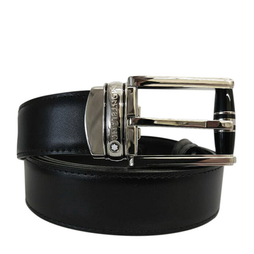 MontBlanc/万宝龙 男士经典系列黑色牛皮光面针扣皮带腰带