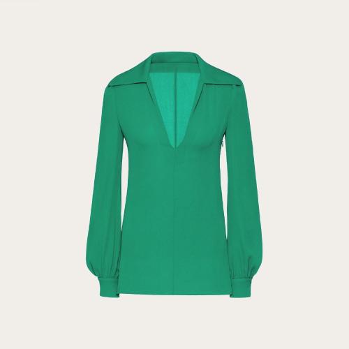  VALENTINO华伦天奴 22年秋冬 女士 长袖衬衫 TOP EN GEORGETTE XB3AE6U51MHFB0