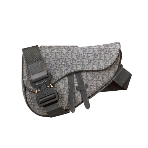 DIOR/迪奥 23新款 男士钌色提花帆布磁性翻盖拉链开合铝制搭扣尼龙提花调节肩带单肩包1ADPO093DOS_H30Q