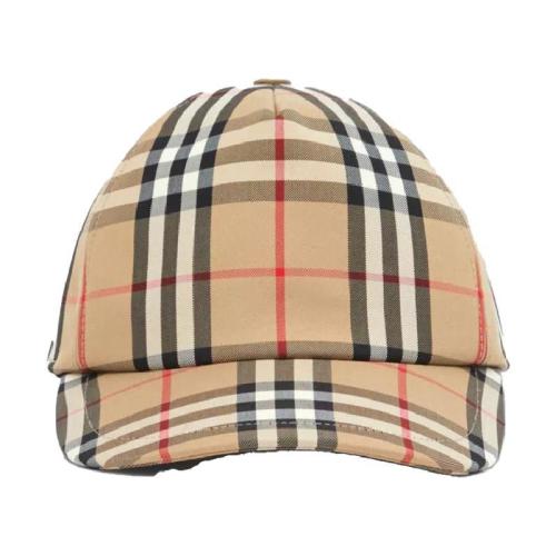  BURBERRY 22年秋冬 女士 徽标嵌花 Vintage 格纹棒球帽 80269291