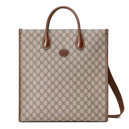 GUCCI/古驰  男士老花帆布皮革中号手提单肩托特包?67415592THG8563