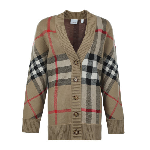 BURBERRY/博柏利21新品格纹羊毛提花开衫女士针织衫/毛衣8039153