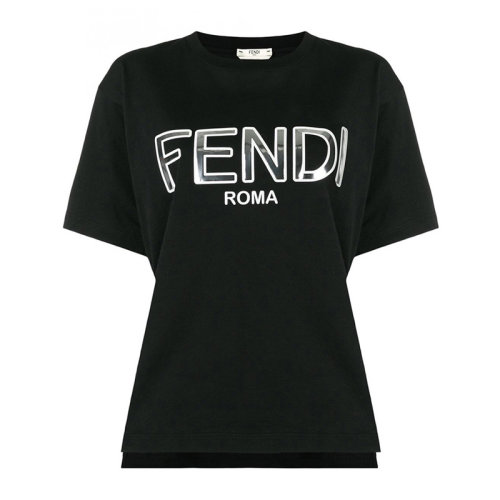 Fendi/芬迪女装 服饰 黑色字母印花半袖 女士短袖T恤 FAF077