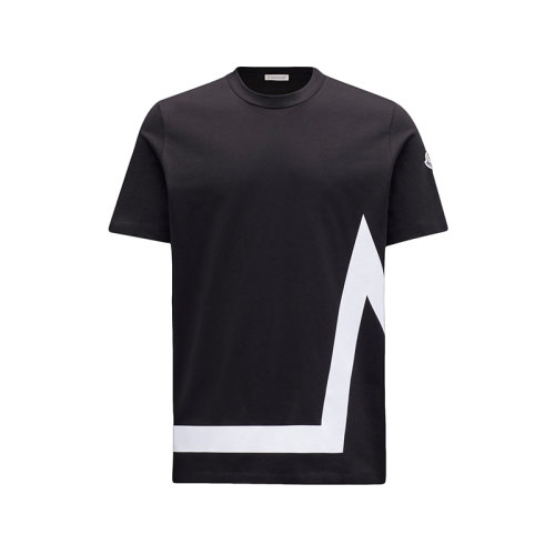 Moncler/蒙克莱 22年秋冬新款 男士黑色纯棉大M图案短袖T恤H20918C000018390T999