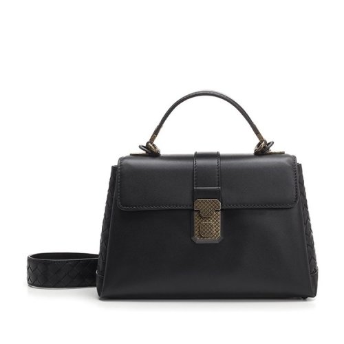 Bottega Veneta/葆蝶家 女士黑色皮质手提包543212VALKD1000