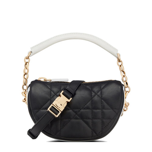 DIOR/迪奥 22春夏新款VIBE HOBO系列 女士超迷你黑色藤格纹羊皮革单肩斜挎手提包S7200ONOA_M911