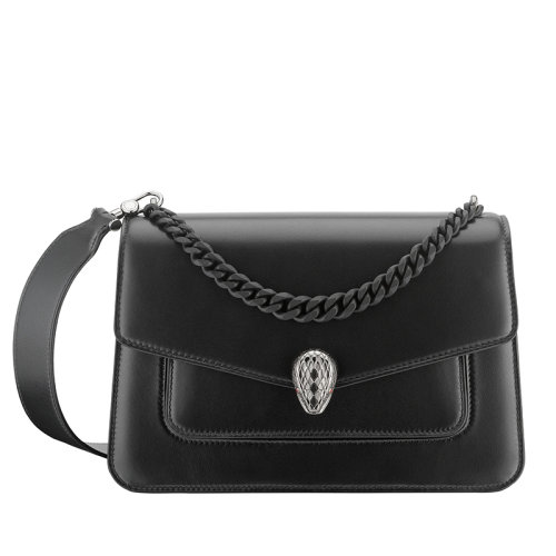 BVLGARI/宝格丽  SERPENTI FOREVER系列 女士黑色长款纳帕皮革长链单肩斜挎手提包290872