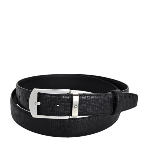 MontBlanc/万宝龙 男士经典黑色皮质针扣式腰带皮带 可裁剪 118440