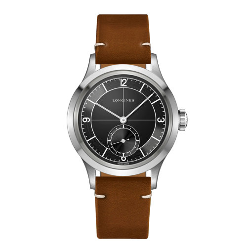 LONGINES/浪琴 经典复刻系列 男士黑色自动机械精钢表壳和皮质表带腕表38.5毫米L2.828.4.53.2