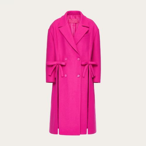 VALENTINO华伦天奴 22年秋冬 女士 大衣 MANTEAU EN DIAGONAL DOUBLE WOOL ORNé DUN NOEUD 1B